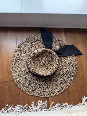 Woven Straw Sun Hat with Black Bow